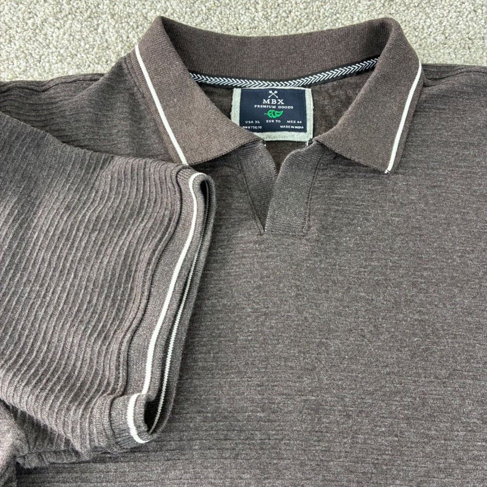 MBX Premium Goods Mens XL Brown‎ Polo Shirt Short Sleeve Casual Cotton Blend